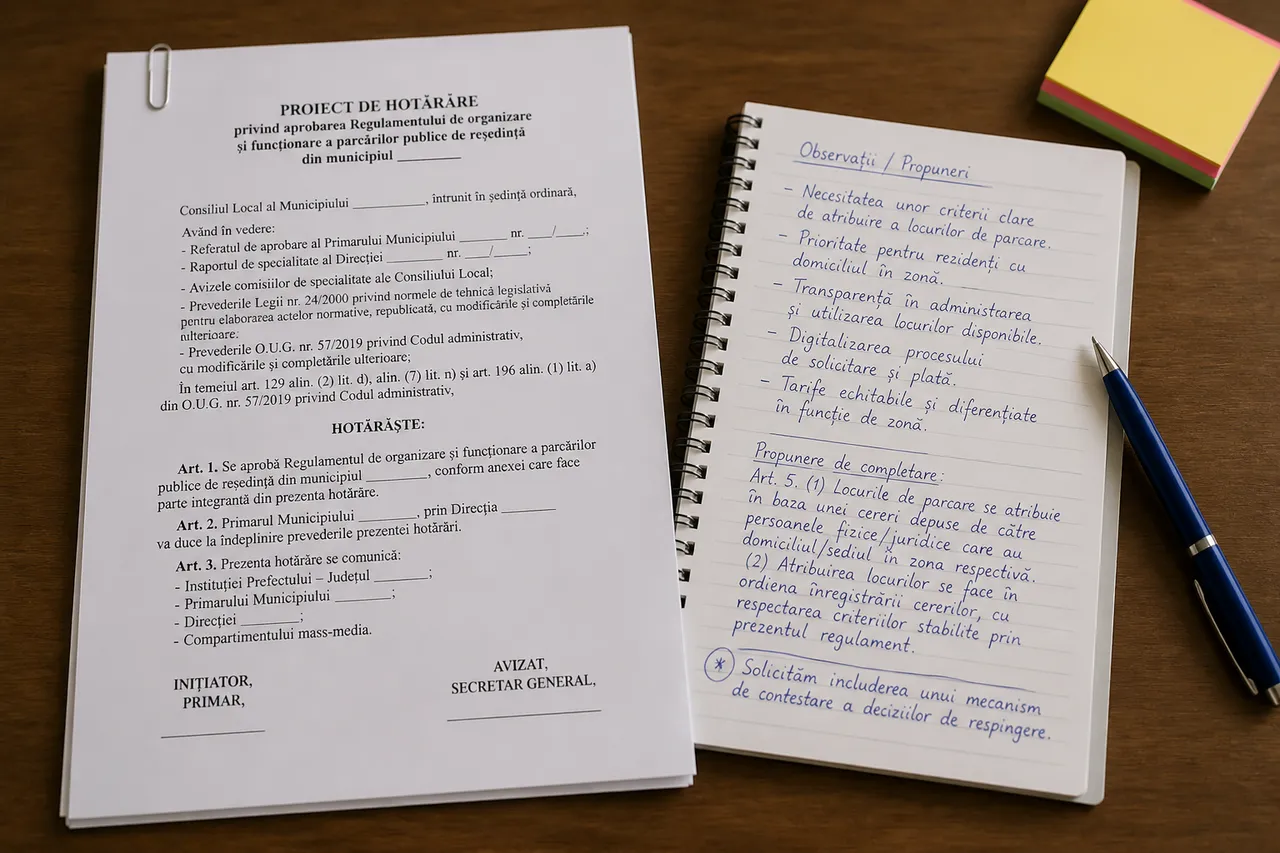 observații la proiect de hotărâre locală